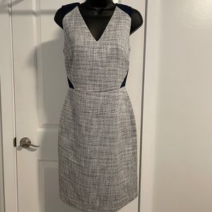 J. Crew mixed media dress in gray/navy tweed